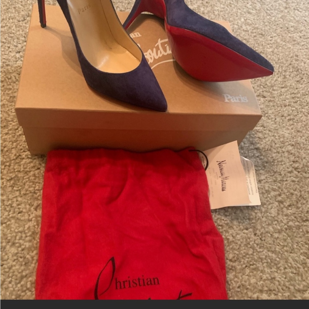 Blue Christian louboutin -iriza suede heels